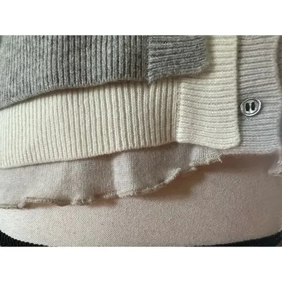 NWT Diane Snyder Cashmere Glenn Triple Band Gray Layered Cardigan size M - Picture 7 of 16